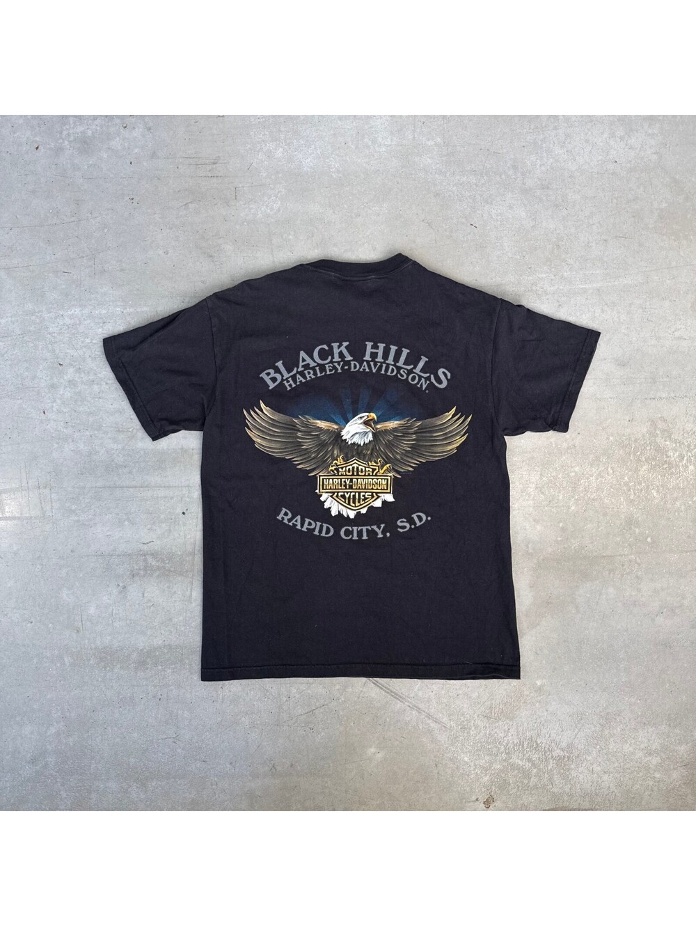 Vintage 2000s Harley Davidson Rapid City Eagle T-Shirt Medium Black